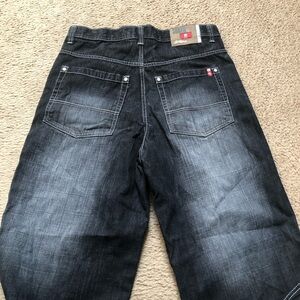 Southpole Y2K Vintage Wide Leg Baggy Jeans Red Tab Mens Size 36x32 Faded Black